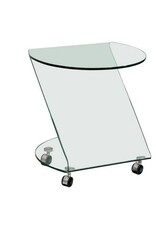 Beistelltisch aus Glas mit Rollen