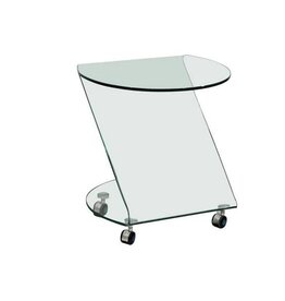 Beistelltisch aus Glas mit Rollen