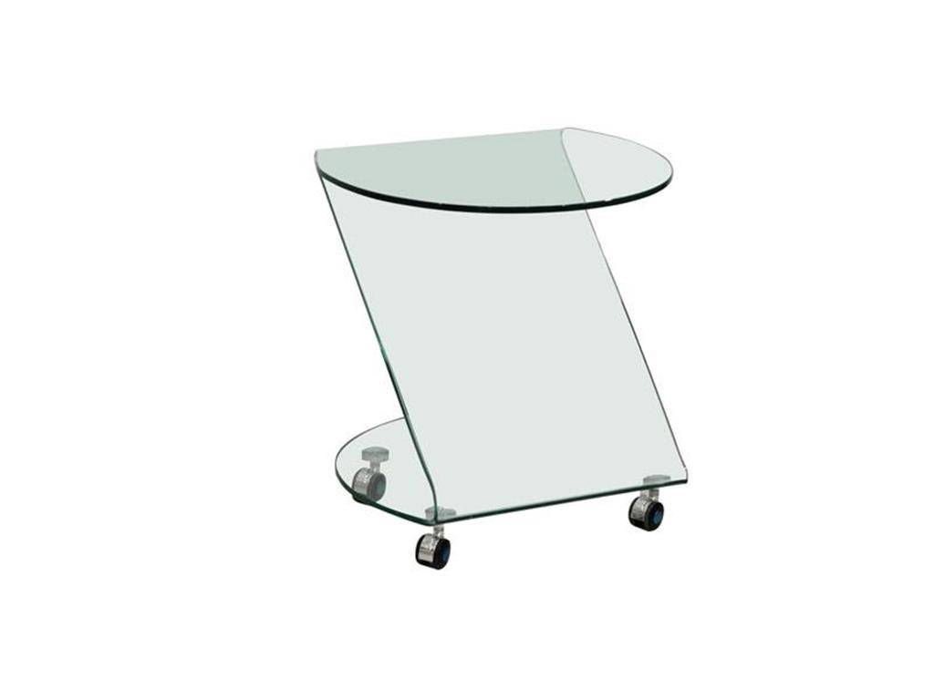 Beistelltisch aus Glas mit Rollen
