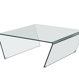 Couchtisch aus formgebogenem Klarglas