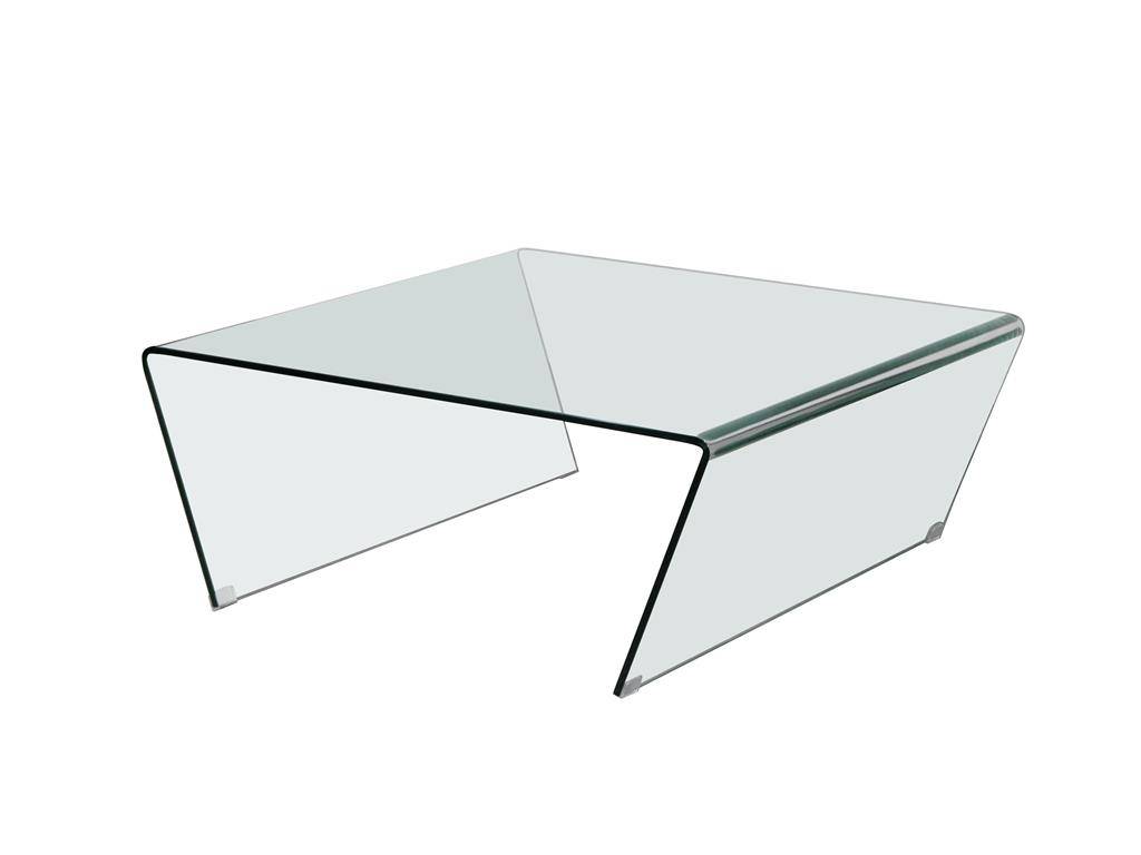 Couchtisch aus formgebogenem Klarglas