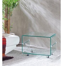 Glas-Beistelltisch mit Rollen, klar/formgebogen