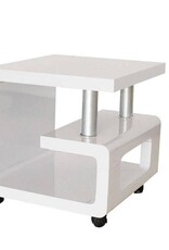 Beistelltisch / Nachttisch, MDF Hochglanz weiß