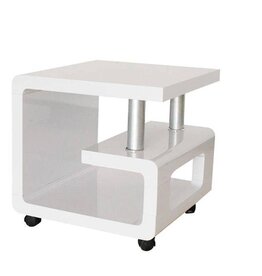 Beistelltisch / Nachttisch, MDF Hochglanz weiß