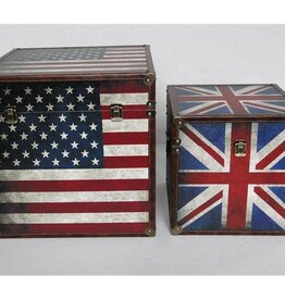 Truhe US+UK Flagge, Vintage Look