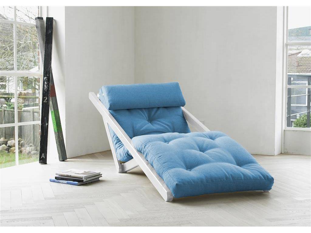 Karup Futon Lounge Sessel, Gestell Kiefer Weiß, mit Nackenkissen Figo Karup