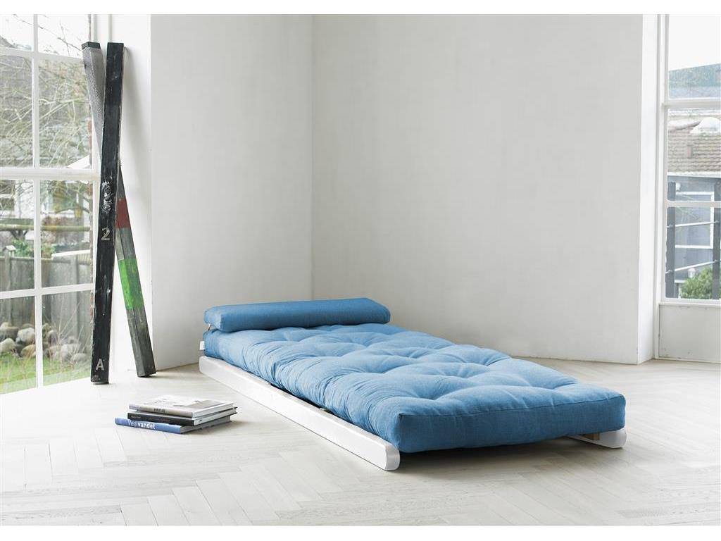 Karup Futon Lounge Sessel, Gestell Kiefer Weiß, mit Nackenkissen Figo Karup