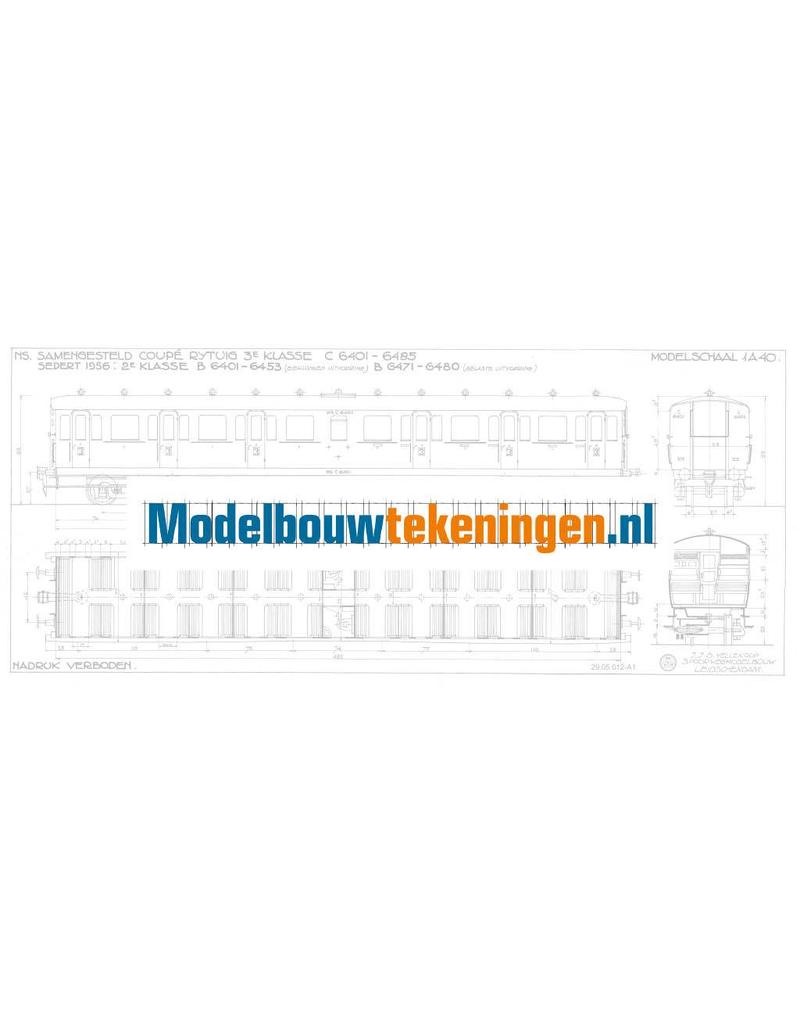 NVM 29.05.012 NS Coupérijtuig 3e klasse C6401 - 6485 voor spoor 0