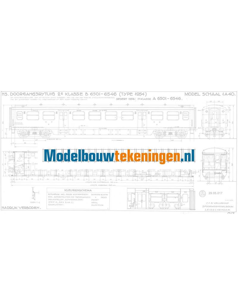 MBT NS Durchgangswagen 2. Klasse B 6501 - 6546 für Spur 0 - Bauzeichnung Maßstab 1 : 40 (29.05.017)