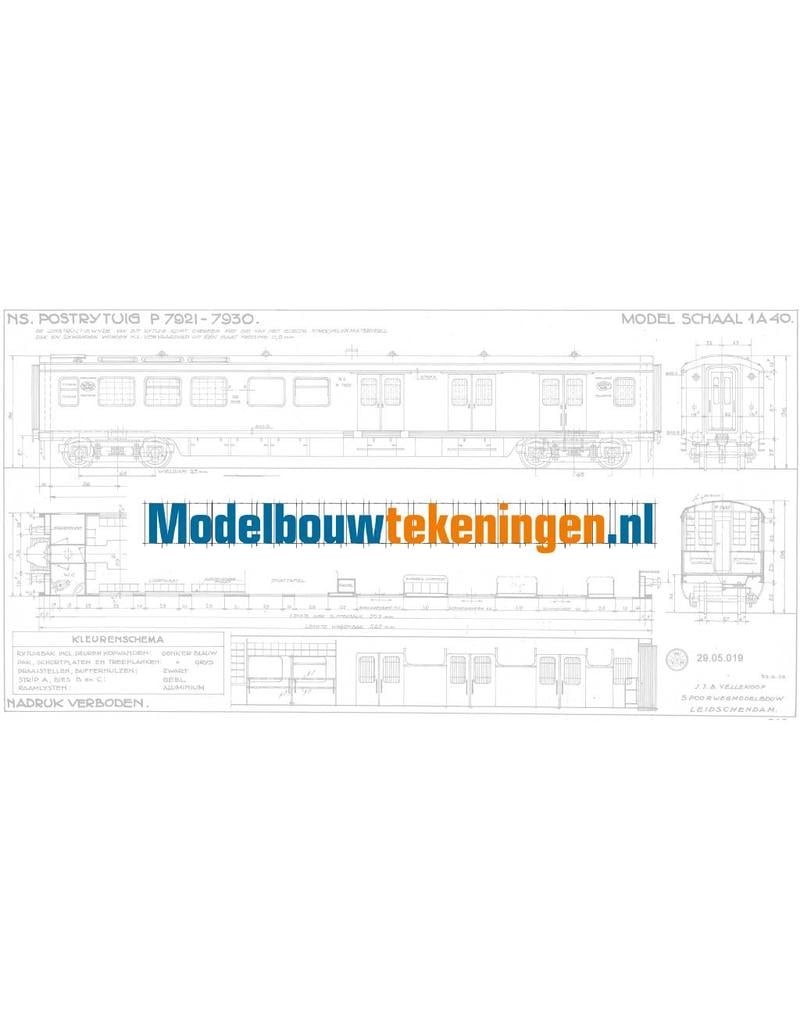 MBT NS Postwagen P 7921 - 7930 für Spur 0 - Bauzeichnung Maßstab 1 : 40 (29.05.019)