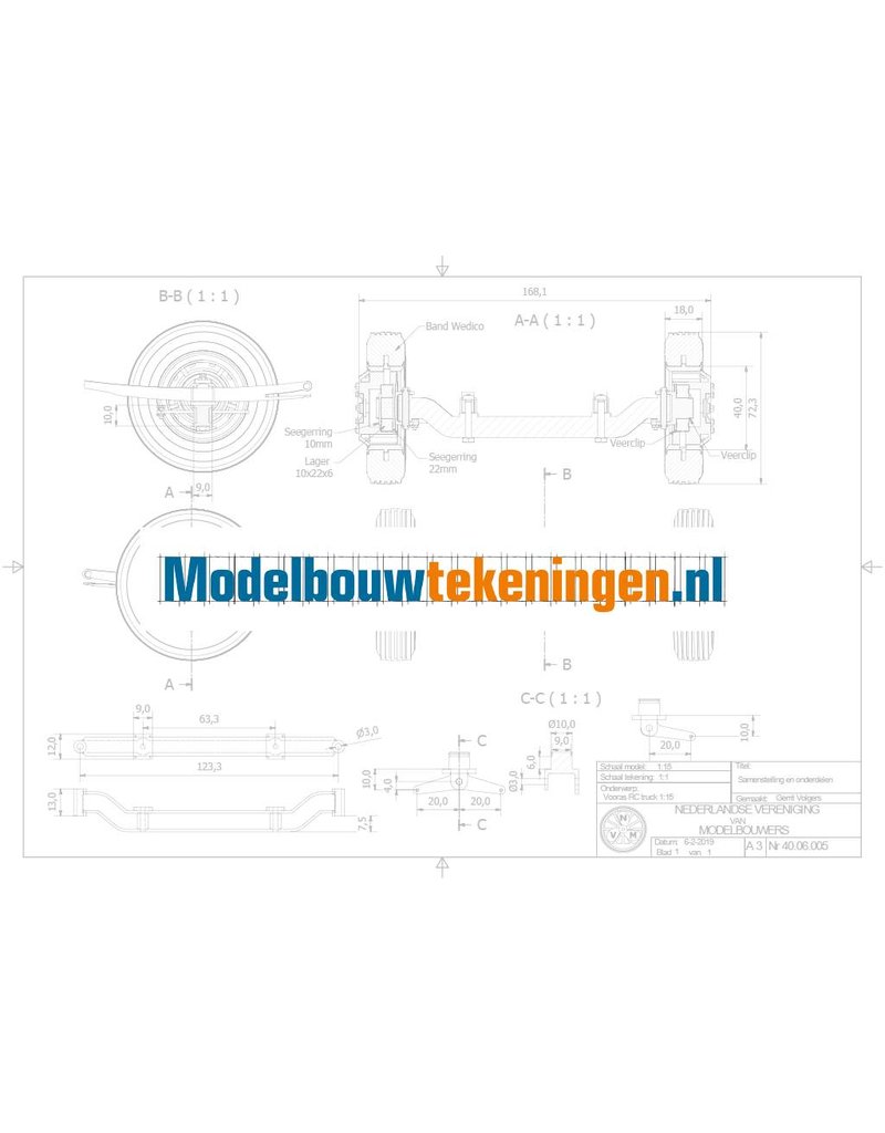 NVM 40.06.005 Vooras voor RC truck 1:15