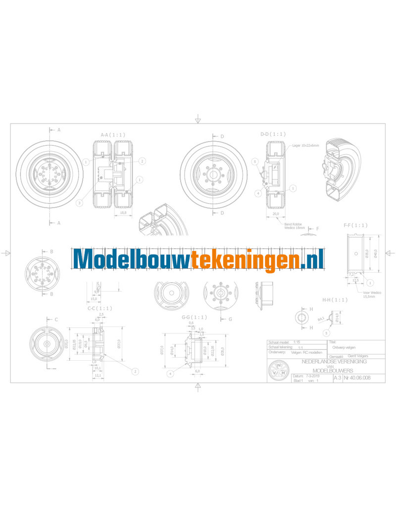 MBT Velgen voor RC modellen - Bouwtekening Schaal 1 : XX (40.06.008)