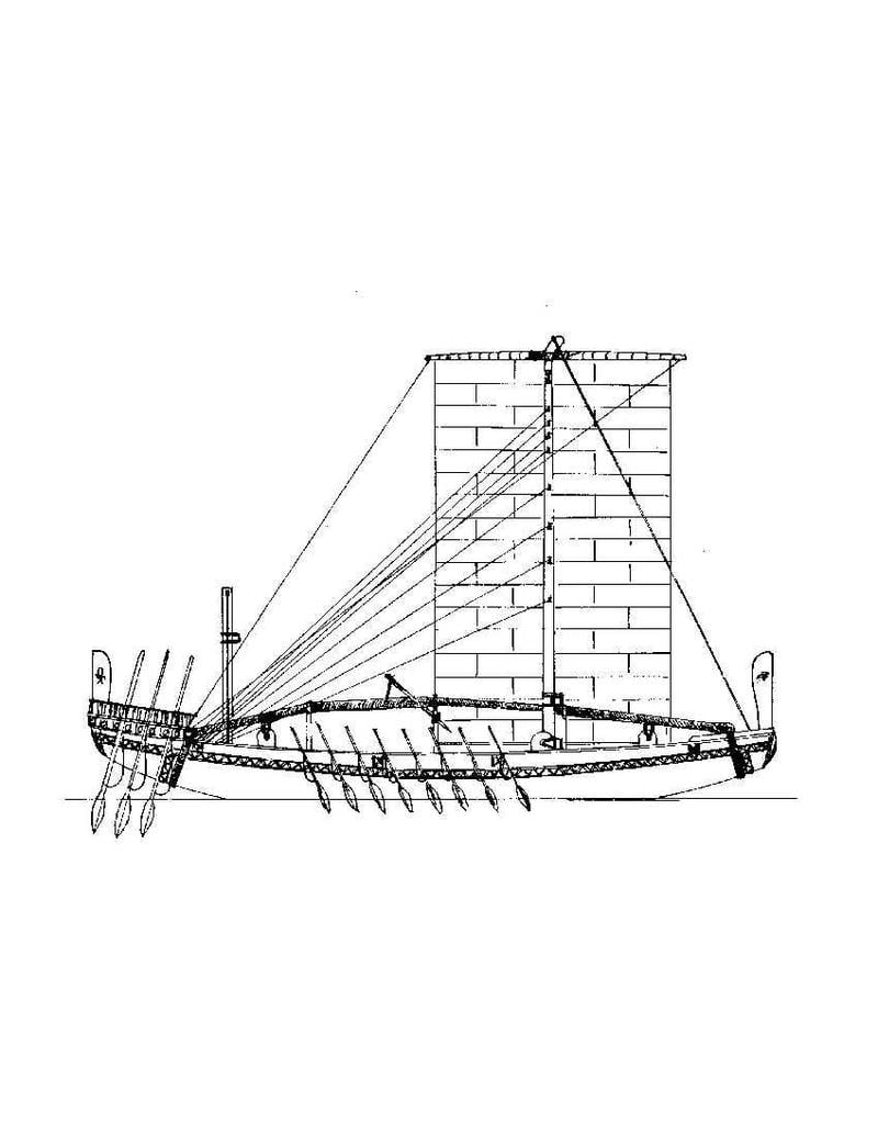 MBT Egyptian barque (c. 2500 BC) – Construction plan, scale 1:50 (10.02.008)