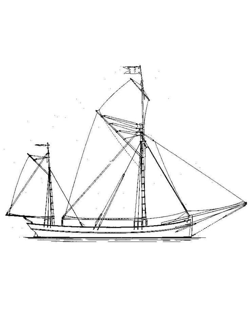 MBT Wooden fishing sloop for longline fishing (1876) - Construction drawing Scale 1 : 75 (10.03.014)