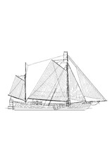 MBT Dumb Wooden Rhine Barge (19th century) - Construction Drawing Scale 1 : 75 (10.05.005)
