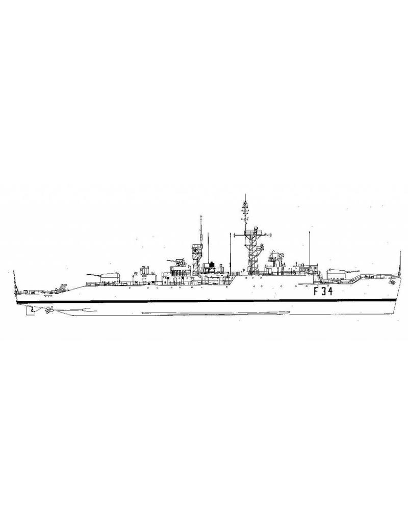 MBT Antiluchtdoelfregat HMS "Puma" F34 (1957) - type 41 "Leopard"-klasse - Bouwtekening Schaal 1 : 100 (10.11.012)
