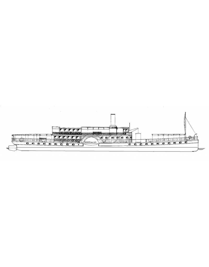 MBT Passagiersraderboot ss "Reederij op de Lek 6" (1911) - Stoomboot-Reederij op de Lek - Bouwtekening Schaal 1 : 75 (10.15.014)