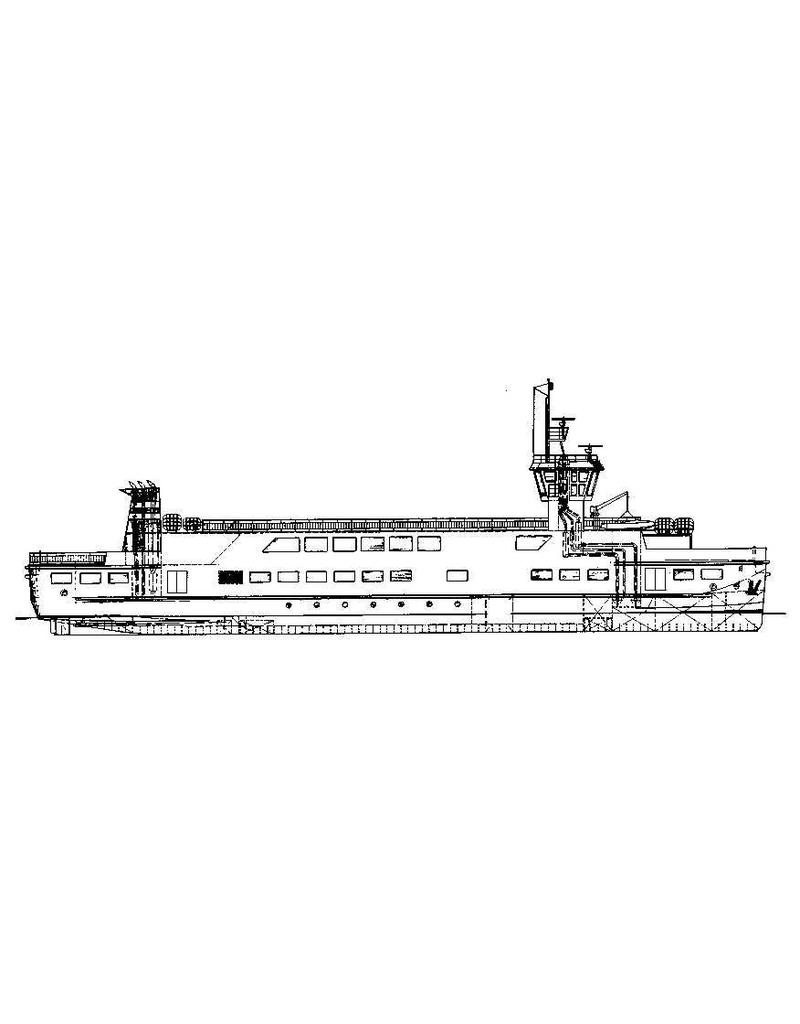 MBT Veerboot ms "Sier" (1985) -Rederij Wagenborg; na 1995 "Rottum" - Bouwtekening Schaal 1 : 100 (10.15.021)