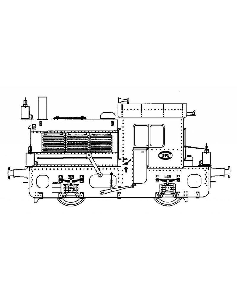 MBT 20.02.010 NS rangeerlokomotief 201-212; "Sik"; voor 5"spoor (127 mm)