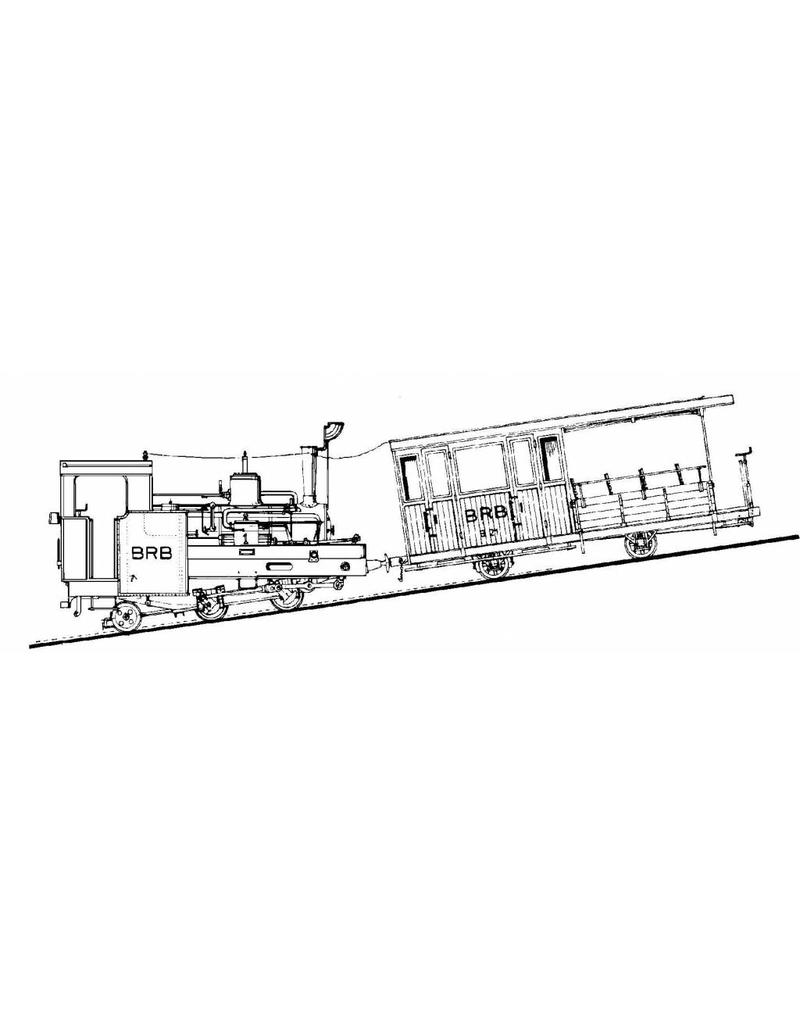 NVM 20.30.002 tandradlocomotief H 1-4 met rijtuig C21 - Brienz-Rothorn-Bahn voor spoor H0