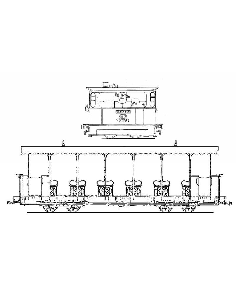 MBT 20.70.009 GOSM Dampflokomotive 1-5 (1885)(backer & Rueb); offener Wagen AB 11,13 (1903/06)