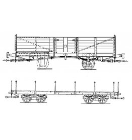 NVM 20.76.013 GOSM open goederenwagen 123 - 127; truckwagen 94 (Werkspoor)