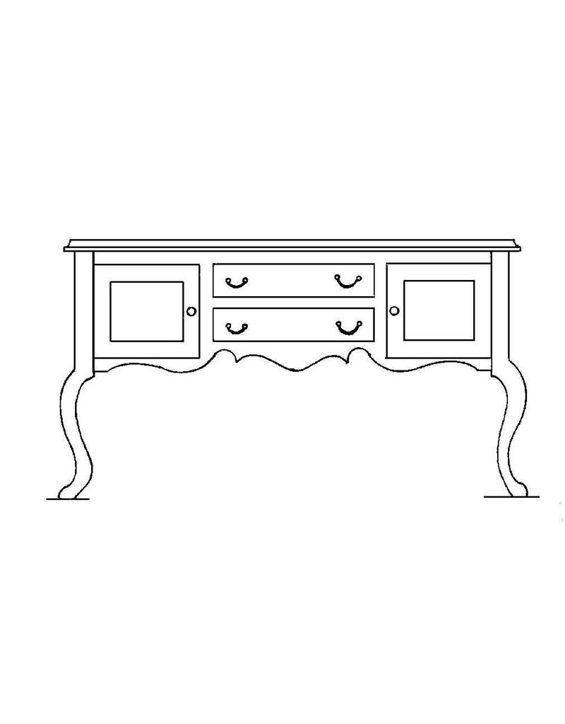 MBT Esszimmerschrank Queen Anne Stil - Bauzeichnung Maßstab 1 : 12 (40.34.001)