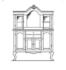 MBT Sideboard mit Aufsatz und gebogenen Türen - Bauzeichnung Maßstab 1 : 12 (40.34.009)
