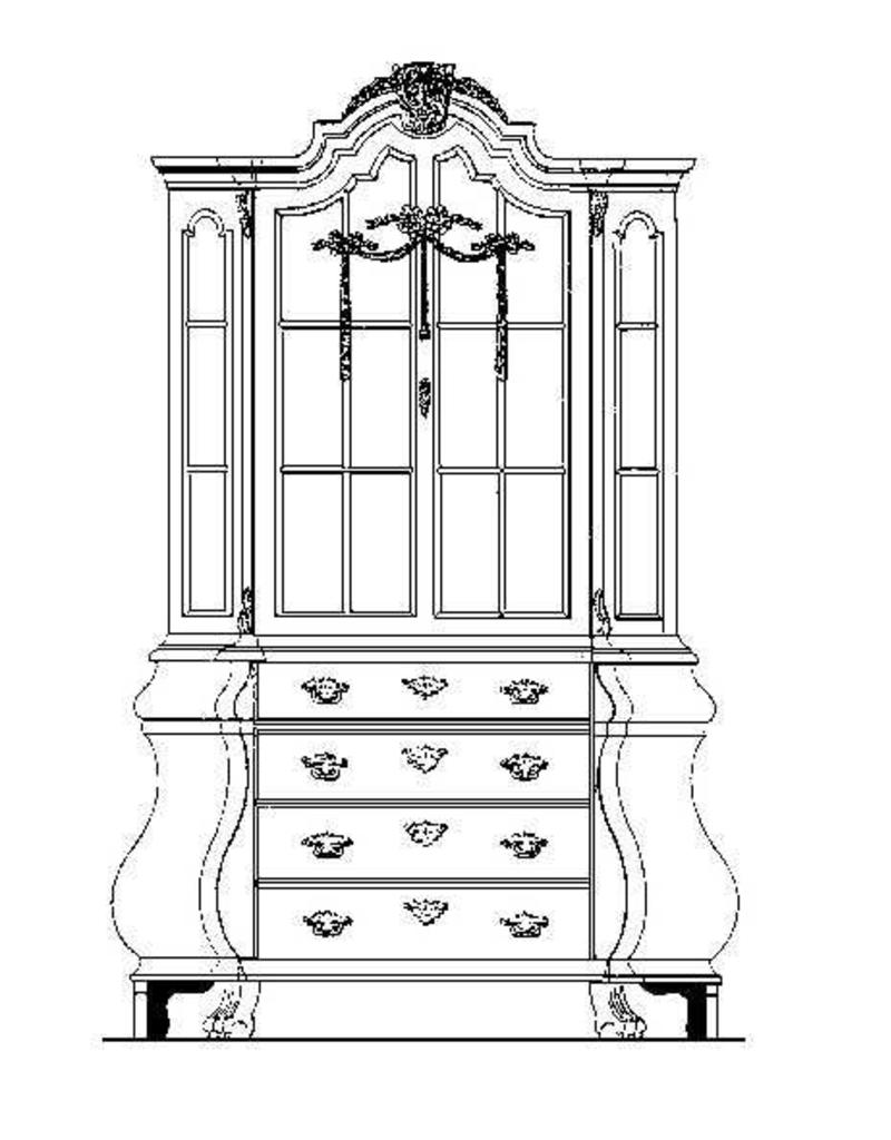 NVM 45.21.006 Hollandse rococo vitrinekast