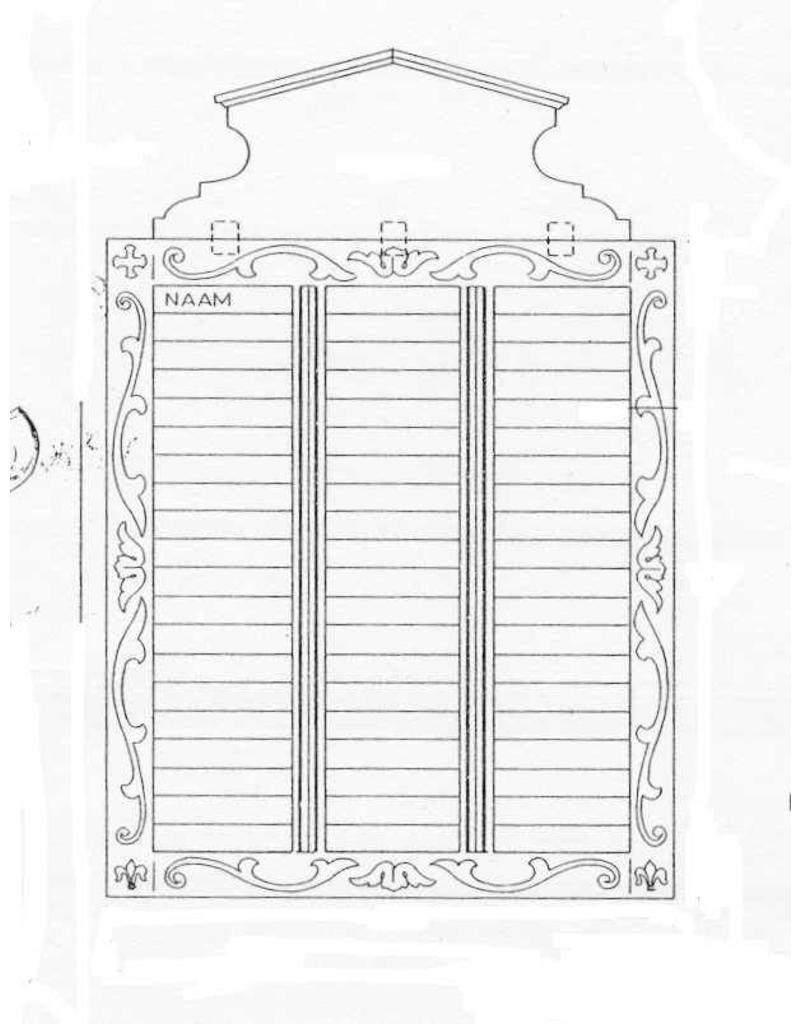 MBT Memento mori bord en voorzittershamer - Bouwtekening Schaal 1 : N/A (45.26.014)
