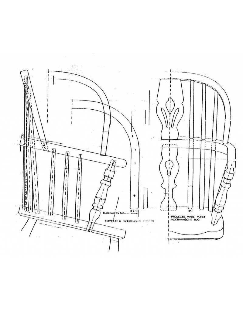 MBT Windsorstoel, "double-bow-back" - Bouwtekening Schaal 1 : N/A (45.36.007)