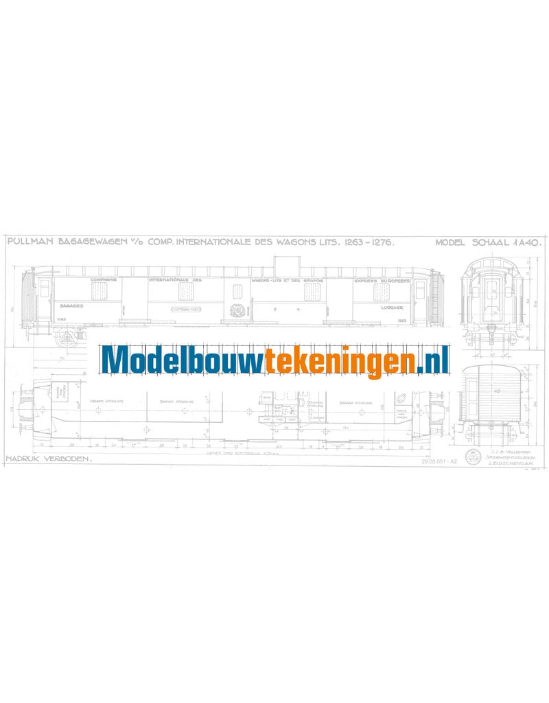 MBT 29.05.051 Pullman bagagewageon Cie Inern des Wagon Lits 1263 - 1276