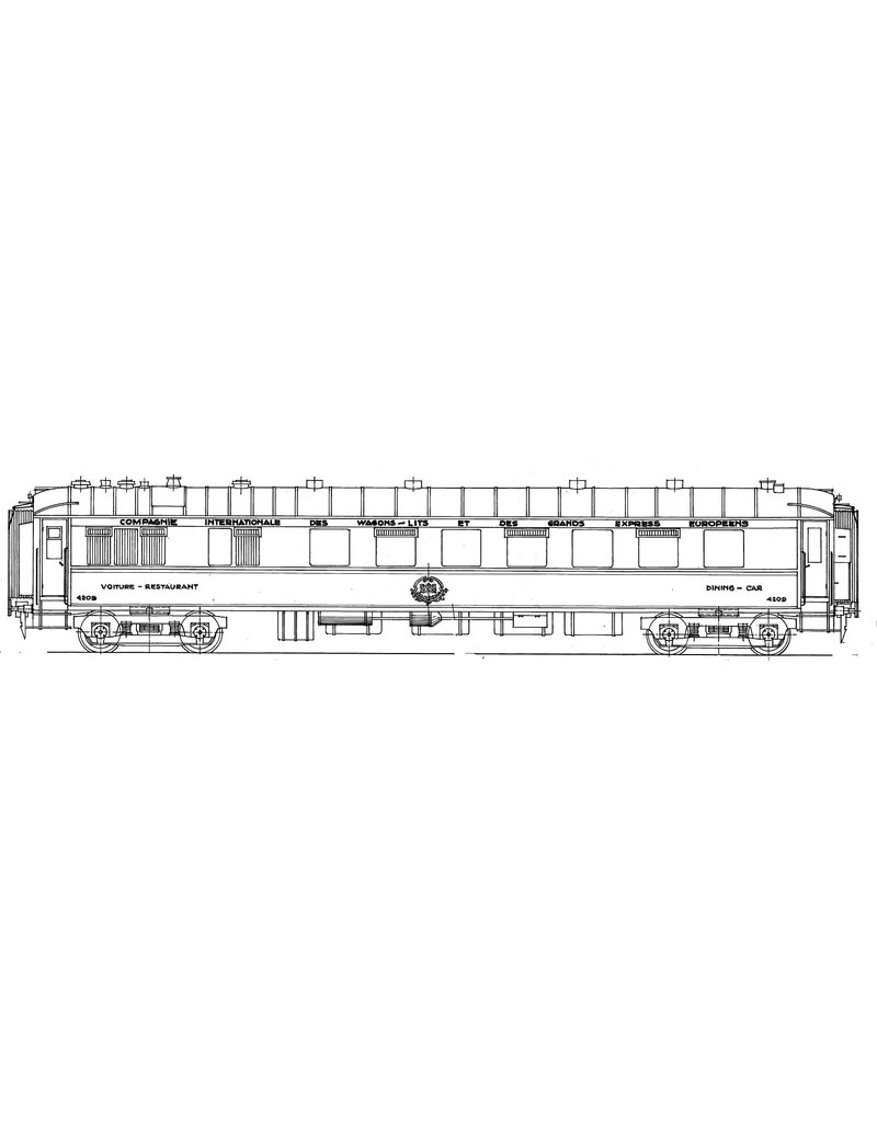 MBT Speisewagen Cie Intern des Wagon Lits VR 4201 - 4218 - Bauzeichnung Maßstab 1 : 40 (29.05.054)