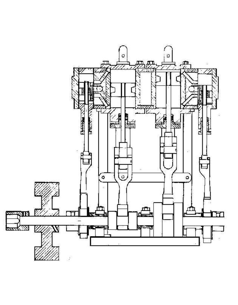 MBT 2 cyl. stoommachine met ketel voor sloep - Bouwtekening Schaal 1 : N/A (60.01.027)