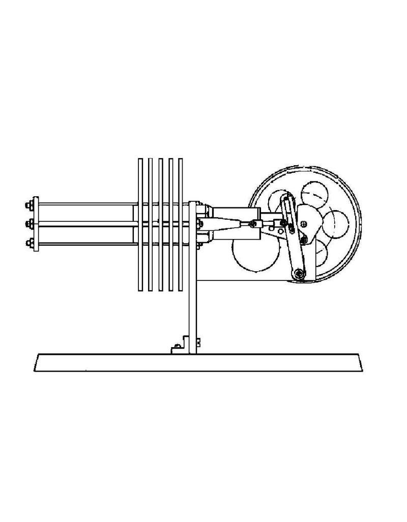 MBT Horizontaler Heißluftmotor - Bauzeichnung Maßstab 1 : N/A (60.12.002)