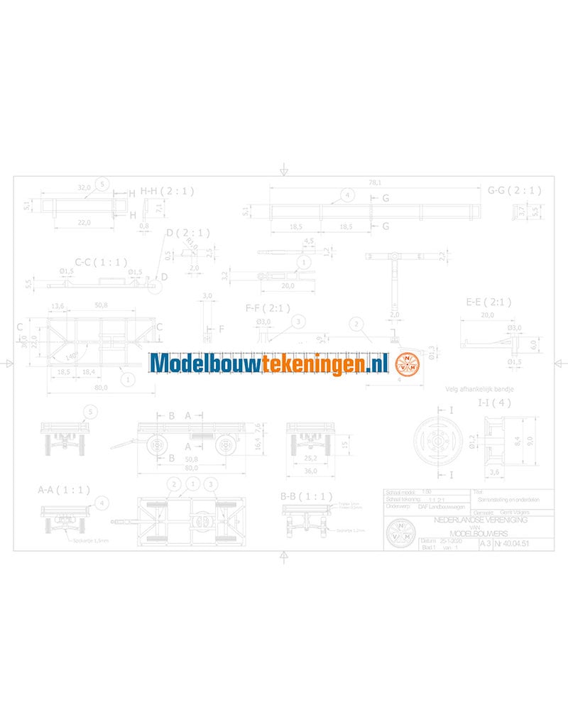 MBT DAF gas cylinder trailer - Construction drawing Scale 1 : XX (40.04.051)