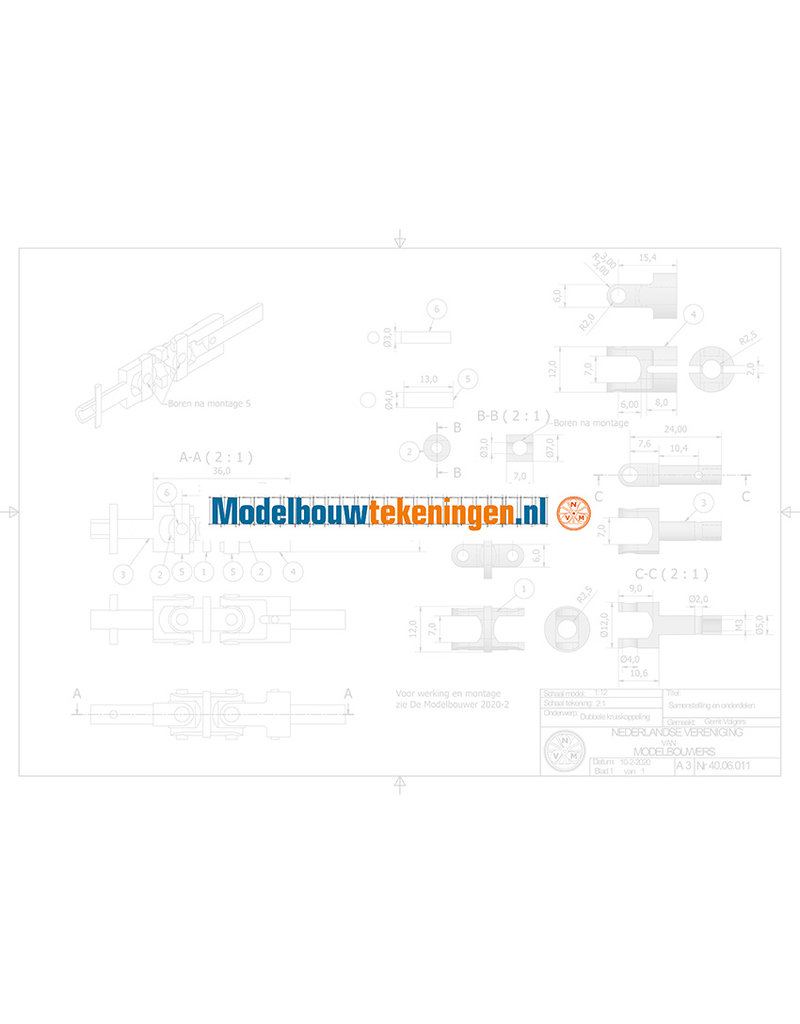 MBT Doppelkreuzgelenk - Konstruktionszeichnung Maßstab 1 : XX (40.06.011)