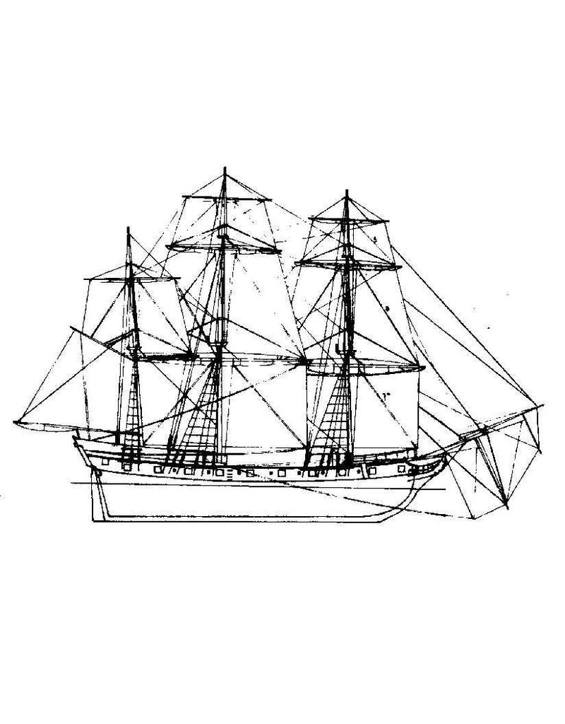 MBT Privateer Frigate "Rattlesnake" (c. 1781) - Construction Drawing Scale 1 : 200 (10.00.020)