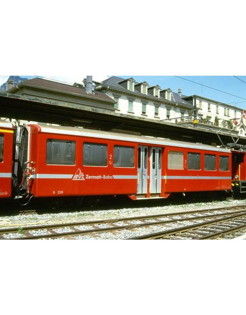 MBT 20.35.007 light alloy carriage A 2261-67 Brig-Visp-Zermatt Railway for H0 gauge
