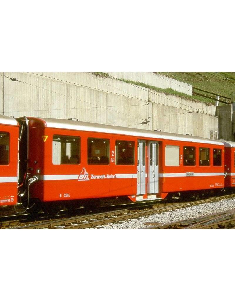 MBT 20.35.007 light alloy carriage A 2261-67 Brig-Visp-Zermatt Railway for H0 gauge