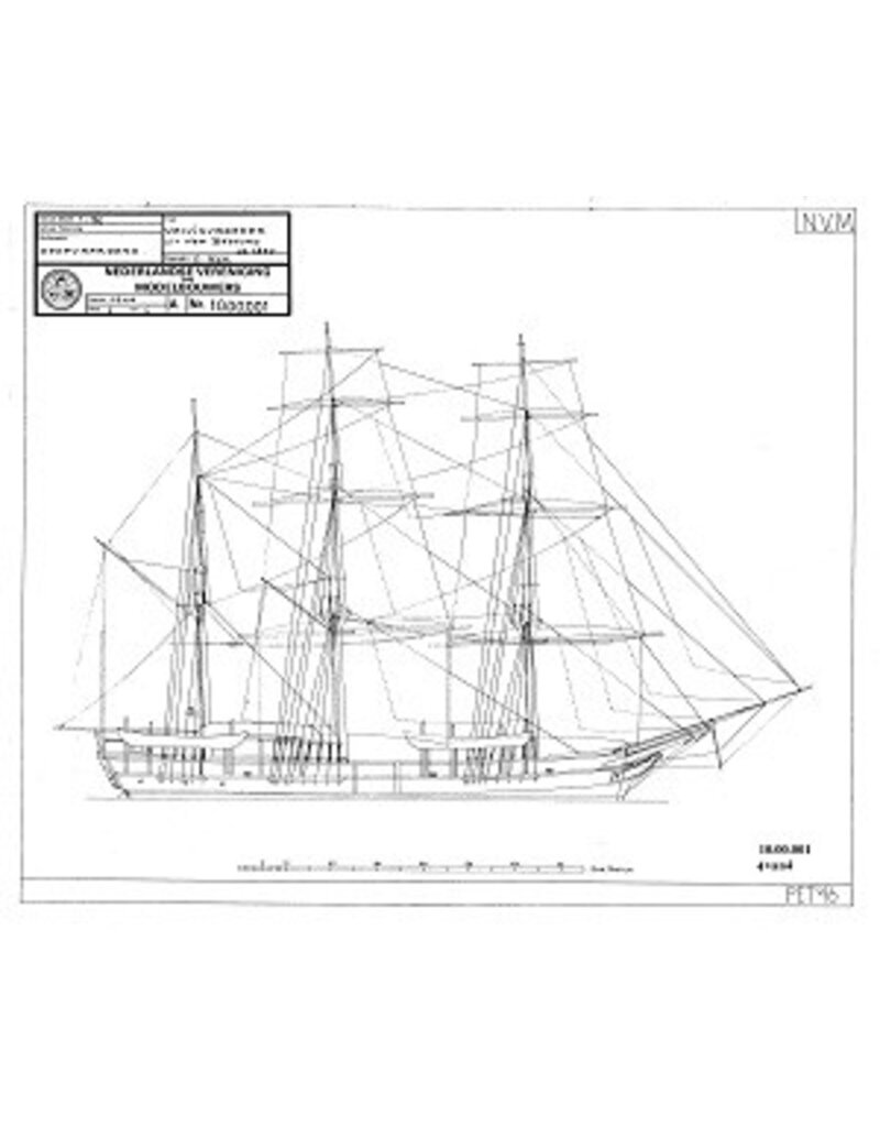MBT "Progress", Walvisvaarder uit New Bedford (1850) (barkgetuigd) - Bouwtekening Schaal 1 : 48 (10.00.001) - Digitaal