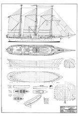 MBT Three-masted topsail schooner "Iskra" (Vlissingen 1917) - Construction Drawing Scale 1 : 100 (10.00.004)