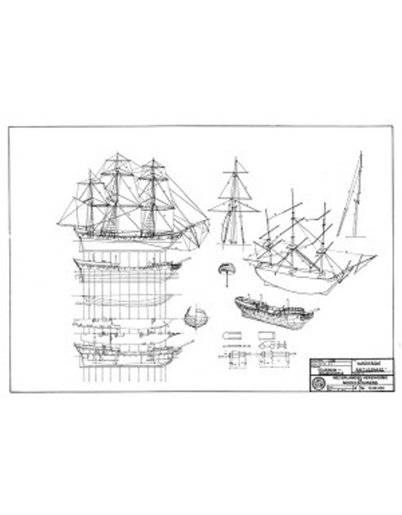 MBT Kaperfregat "Rattlesnake" (ca 1781) - Bouwtekening Schaal 1 : 200 (10.00.020)