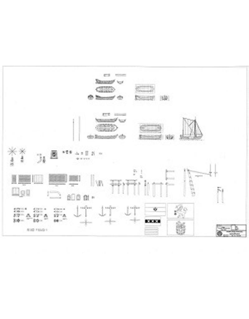 MBT VOC ship "de Geunieerde Provintien" (1603) - Construction Drawing Scale 1 : 75 (10.00.029)