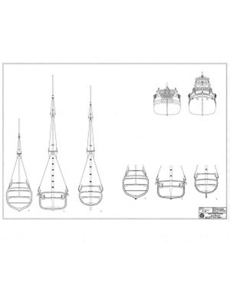 MBT Flute ship "Delfshaven" circa 1668 - Construction plan Scale 1 : 75 (10.00.034)