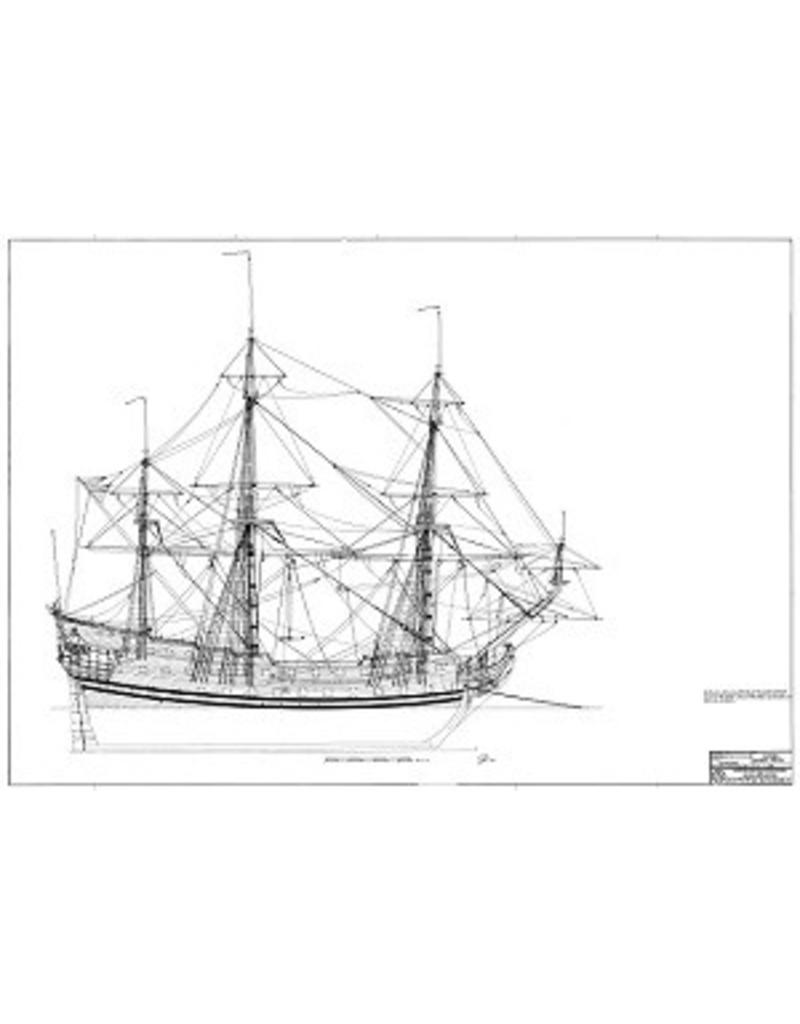 MBT "7 Provincien" (1665) (II) sail and rigging plan - Construction Drawing Scale 1 : 50 (10.01.006B)