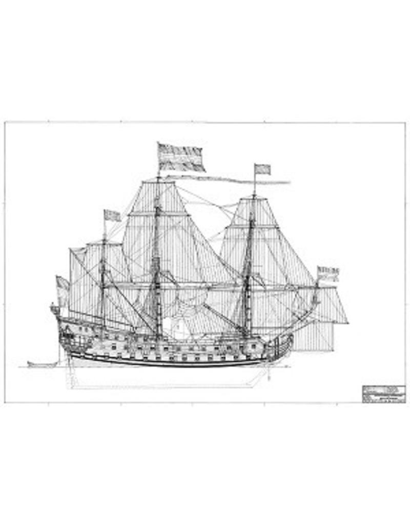MBT "7 Provincien" (1665) (II) sail and rigging plan - Construction Drawing Scale 1 : 50 (10.01.006B)
