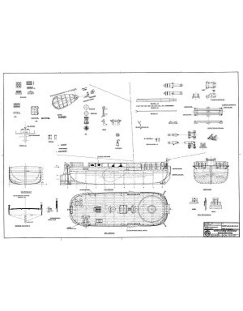 MBT Gaffel Gunboat, large model (1821) - Building Drawing Scale 1 : 50 (10.01.007)