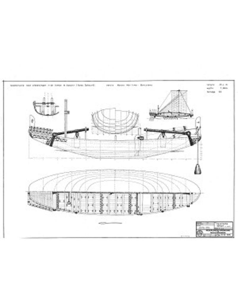 MBT Egyptian barque (c. 2500 BC) – Construction plan, scale 1:50 (10.02.008)