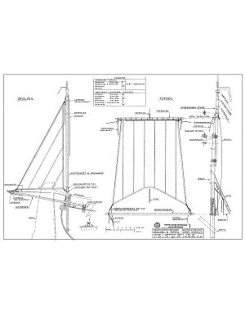 MBT Gaffelvisschuit "Jonge Marinus" - Bouwtekening Schaal 1 : 20 (10.03.012A)